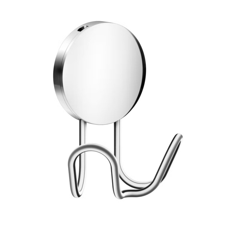 Dubbelkrok, Självhäftande, LARGE DOUBLE PUCK TOWEL HOOK, 5,5 x H 9 cm, Polerad krom i gruppen Förvaring / Magneter och självhäftande / Självhäftande krokar hos SmartaSaker.se (40504)