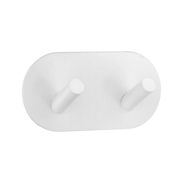 Dubbelkrok, Självhäftande, Rundad, DOUBLE HOOK, 9,6 x H 4,8 cm, Vit i gruppen Förvaring / Magneter och självhäftande / Självhäftande krokar hos SmartaSaker.se (40509)