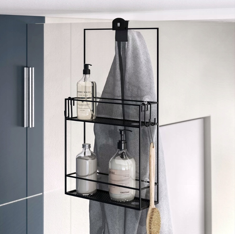 Duschkorg i metall, Över Duschvägg / Stång Två hyllor, CUBIKO CADDY, Umbra, Svart i gruppen Förvaring / Badrumsförvaring / Bad- och duschkorgar hos SmartaSaker.se (40521)