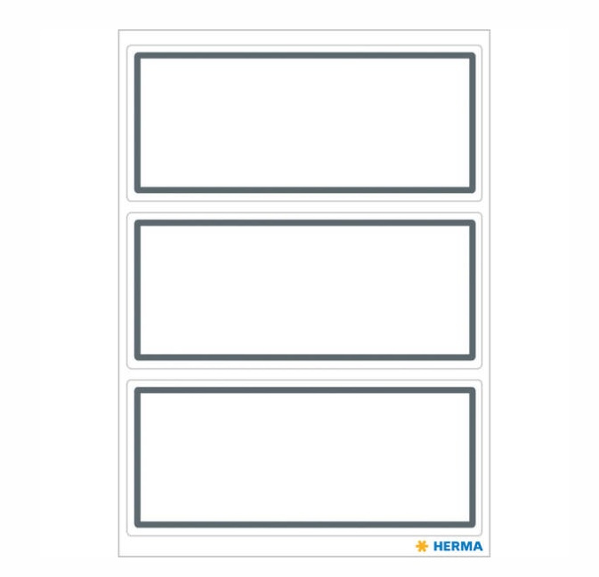 Etiketter, Självhäftande 18 st, GREY FRAME MEDIUM, 82 x 36 mm, Vit / Grå i gruppen Förvaring / Magneter och självhäftande / Skyltar och etiketter hos SmartaSaker.se (40556)