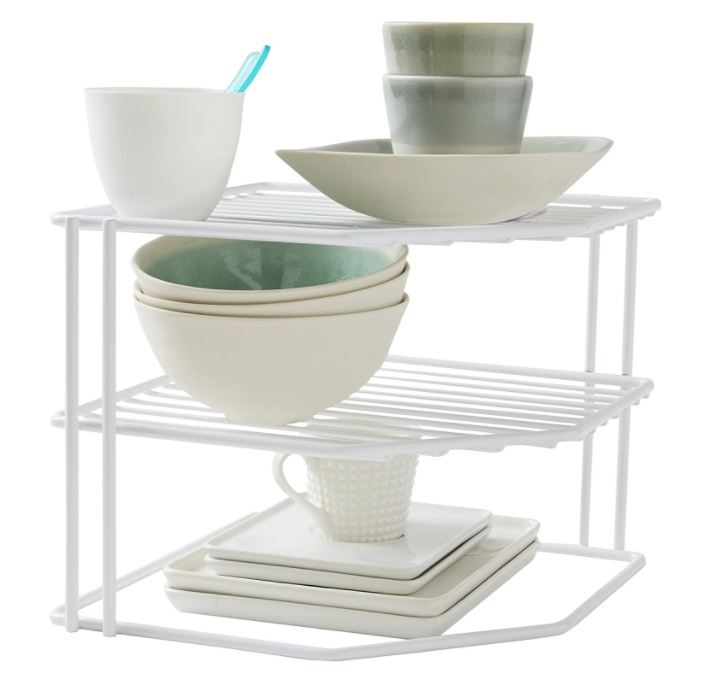 Extra hylla för hörn, med tre plan, CORNER SHELF, 24 x 23 x H 20,5 cm, Vit i gruppen Förvaring / Köksförvaring / Organisera köksskåp hos SmartaSaker.se (40582)