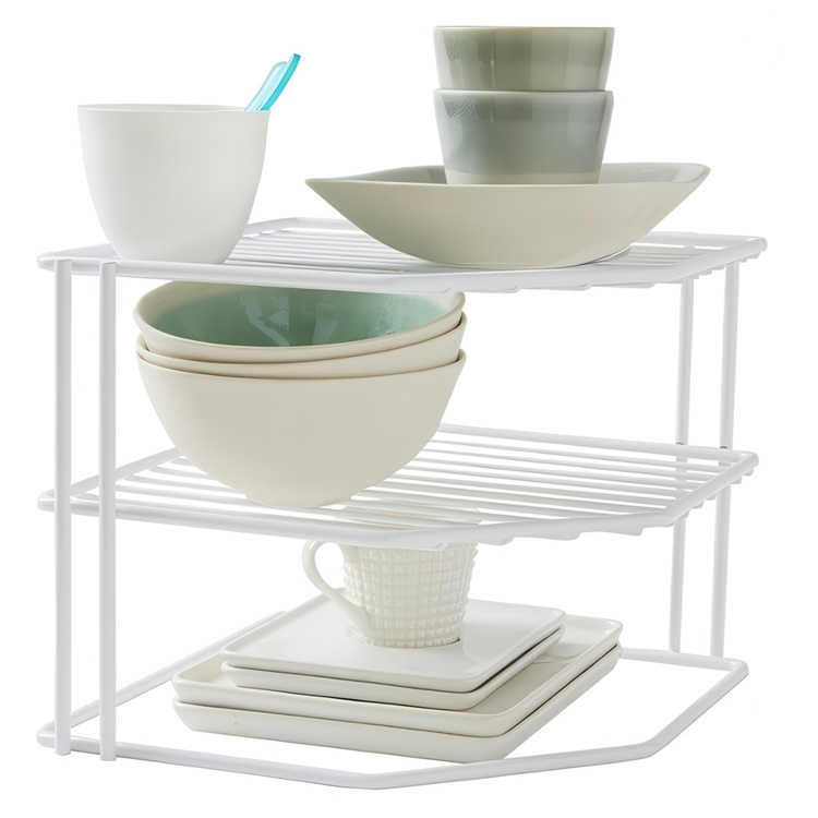 Extra hylla för hörn, med tre plan, CORNER SHELF, 24 x 23 x H 20,5 cm, Vit i gruppen Förvaring / Köksförvaring / Organisera köksskåp hos SmartaSaker.se (40582)