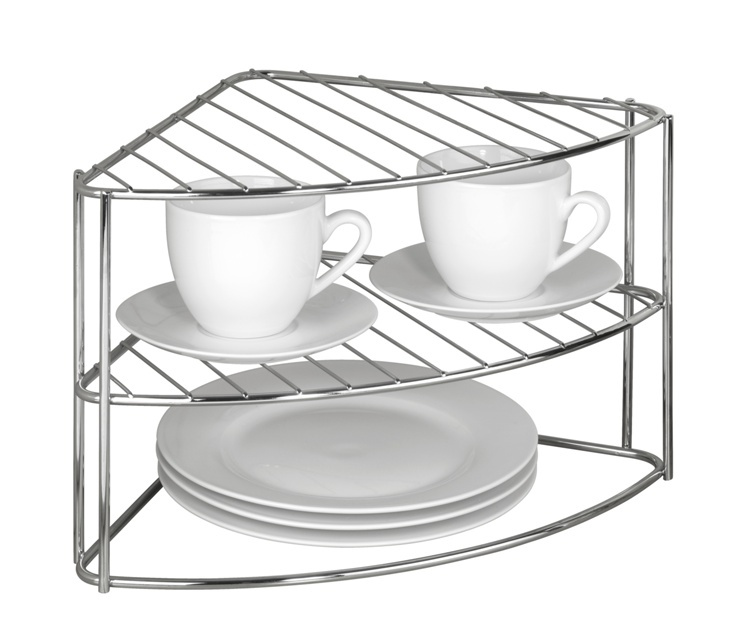 Extra hylla för hörn, med tre plan, CORNER SHELF, 25 x 25 x H 21,5 cm, Silver i gruppen Förvaring / Köksförvaring / Organisera köksskåp hos SmartaSaker.se (40583)