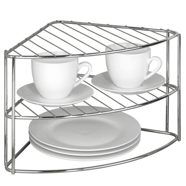 Extra hylla för hörn, med tre plan, CORNER SHELF, 25 x 25 x H 21,5 cm, Silver i gruppen Förvaring / Köksförvaring / Organisera köksskåp hos SmartaSaker.se (40583)