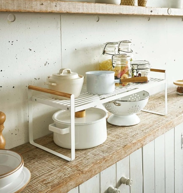Extra hylla, Lång, TOSCA STORAGE RACK, 60 Ã— 22,5 Ã— H22 cm, Yamazaki, Vit i gruppen Förvaring / Köksförvaring / Organisera köksskåp hos SmartaSaker.se (40592)