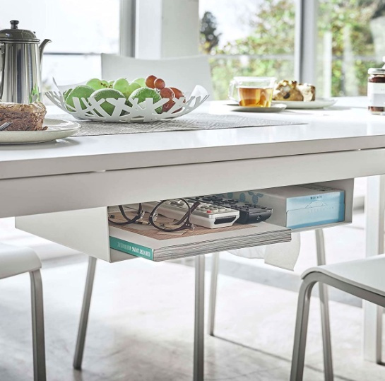 Extrahylla, under bord, TOWER UNDER-TABLE SHELF, 44 x 24,5 x H 7 cm, Vit i gruppen Förvaring / Köksförvaring / Organisera köksskåp / Under hyllan-förvaring hos SmartaSaker.se (40599)