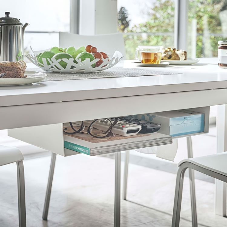 Extrahylla, under bord, TOWER UNDER-TABLE SHELF, 44 x 24,5 x H 7 cm, Vit i gruppen Förvaring / Köksförvaring / Organisera köksskåp / Under hyllan-förvaring hos SmartaSaker.se (40599)