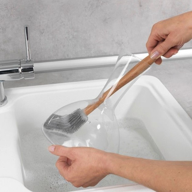 Flaskborste med böjbar silikonspets, FLEXKOPF, Ã˜ 4,5 x H 30 cm, Grå / natur i gruppen Förvaring / Köksförvaring / Diskställ och diskbänk hos SmartaSaker.se (40600)