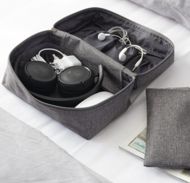 Fodral för accessoarer med extra etui, BIGSO ACCESSORIES ORGANIZER, Grå i gruppen Förvaring / Badrumsförvaring / Sminkförvaring hos SmartaSaker.se (40607)