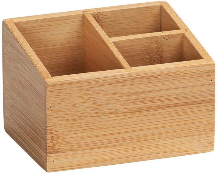 Förvaringsbox i Bambu 3 fack, TERRA, 12 x 9 x H 8,5 cm, Natur i gruppen Förvaring / Förvaringslådor / Småförvaring hos SmartaSaker.se (40659)