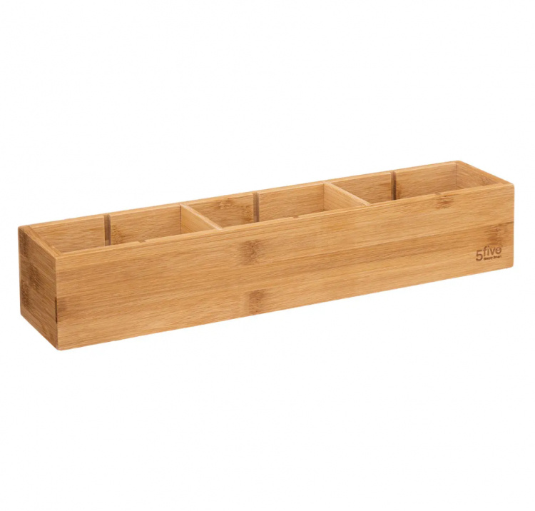 Förvaringsbricka i Bambu, Smal, Med 3 fack, TIDY SMART, 8 x 38 x H 7 cm, Natur i gruppen Förvaring / Förvaringslådor hos SmartaSaker.se (40673)