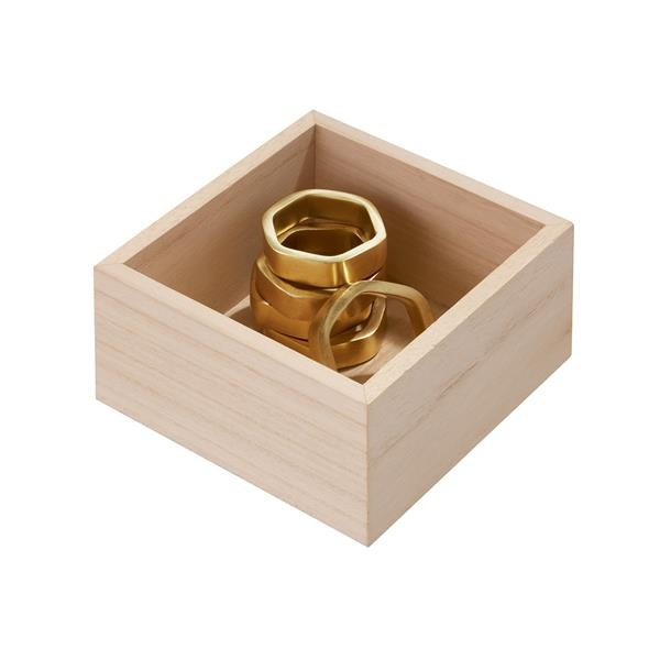 Förvaringsbricka, fyrkantig, PAULOWNIA DRAWER ORGANISER, 12,7 x 12,7 x H 7 cm, Natur i gruppen Förvaring / Köksförvaring / Förvaringslådor och burkar hos SmartaSaker.se (40684)