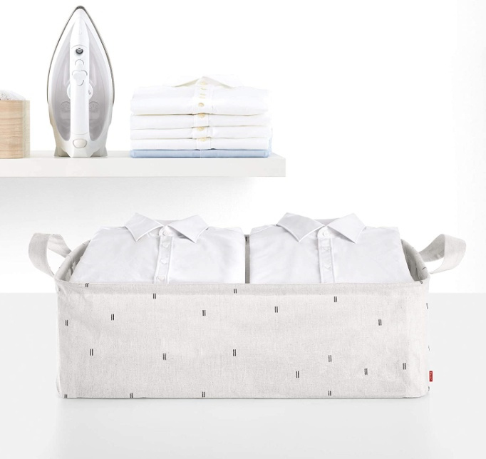 Förvaringskorg i tyg, CLEAN CLOTHES BASKET, 60 x 40 x H 20 cm, Ljusgrå i gruppen Förvaring / Barnrumsförvaring hos SmartaSaker.se (40746)