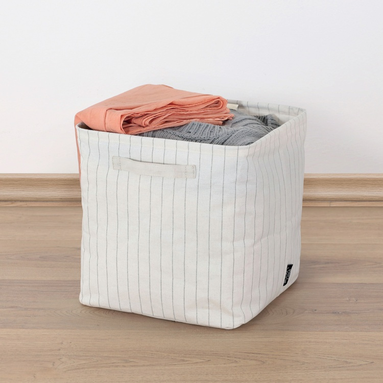 Förvaringskorg i tyg, Fyrkantig, TIVOLI COLLECTION, 30 x 30 x H 30 cm, Off White i gruppen Förvaring / Barnrumsförvaring hos SmartaSaker.se (40747)