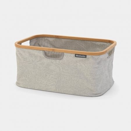 Förvaringskorg med bambukant, Hopfällbar, BRABANTIA, 36 x 54 x H 26,5 cm, Grå / Natur i gruppen Förvaring / Garderobsförvaring / Sorteringslådor hos SmartaSaker.se (40753)