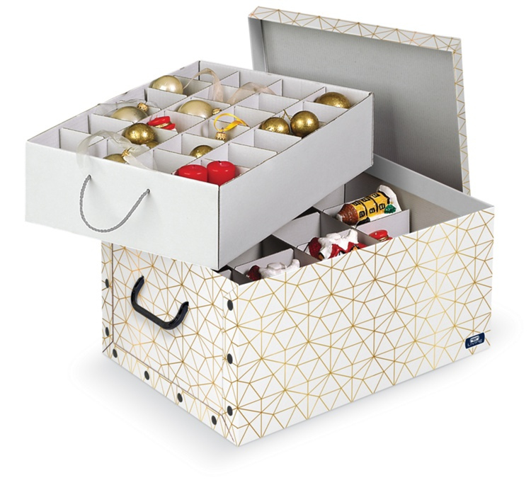 Förvaringslåda för Sortering, 40 fack, JULKULOR, 50 x 39 x H24 cm, Vit / Guld i gruppen Förvaring / Förråd- och garageförvaring hos SmartaSaker.se (40796)