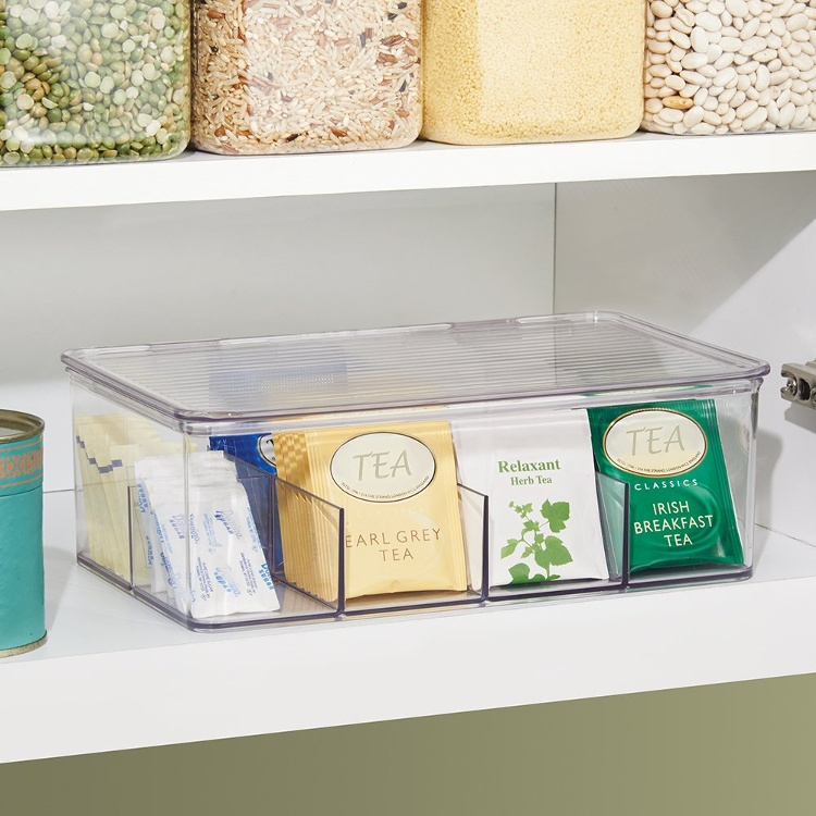 Förvaringslåda för Sortering, Tepåsar, 8 fack, ID CABINET BIN, 27,3 x 18,4 x H9,5cm, Transparent i gruppen Förvaring / Köksförvaring / Förvaringslådor och burkar hos SmartaSaker.se (40800)