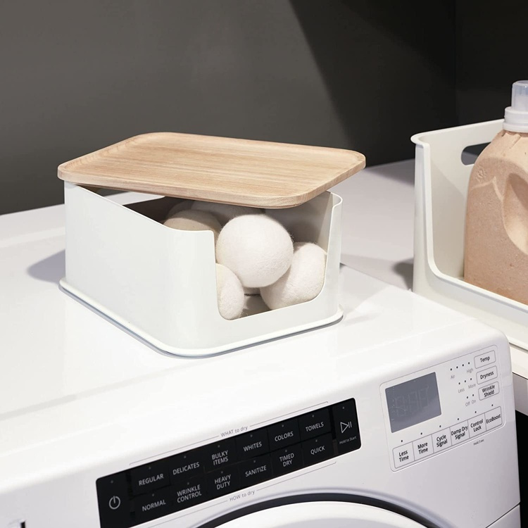Förvaringslåda med trälock, ECO OPEN FRONT, 21,5 x 30,5 x H 14 cm, Offwhite / Natur i gruppen Förvaring / Köksförvaring / Organisera köksskåp hos SmartaSaker.se (40827)
