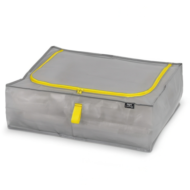 Förvaringslåda, Extra Stark, 45 L TAURUS SUPER TOUGH SMALL, 55 x 45 x H 18 cm, Silvergrå / Gul i gruppen Förvaring / Förvaringslådor hos SmartaSaker.se (40831)