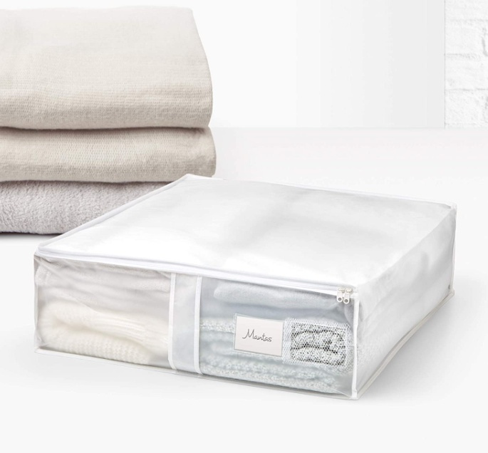 Förvaringslåda, Mjuk, NON WOVEN, 65 x 55 x H 20 cm, Transparent / Vit i gruppen Förvaring / Förvaringslådor hos SmartaSaker.se (40834)