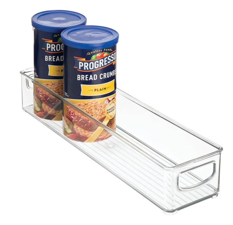 Förvaringslåda, Långsmal, Stapelbar, Låg. ID CABINET BIN, 10,2 x 40,6 x H7,6 cm, Transparent i gruppen Förvaring / Förvaringslådor hos SmartaSaker.se (40844)