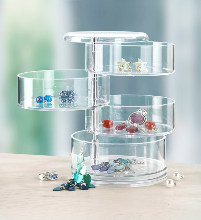 Förvaringssnurra, 4 fack, ORGANIZER TOWER, Ø 11,5 x H 17,5 cm, Klar i gruppen Förvaring / Förvaringslådor hos SmartaSaker.se (40869)