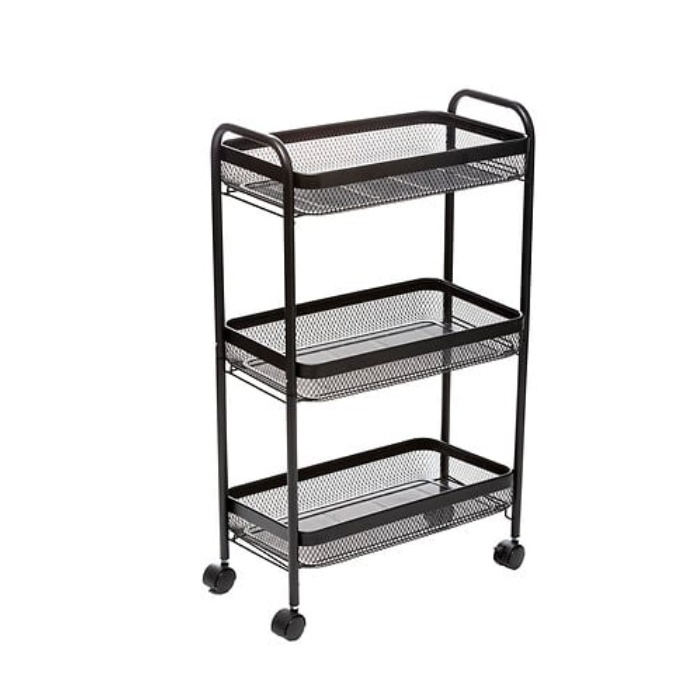 Förvaringsvagn i metall, MAYAJ BASKET TROLLEY, 46,5 x 26,5 x H 79 cm, Svart i gruppen Förvaring / Köksförvaring hos SmartaSaker.se (40883)
