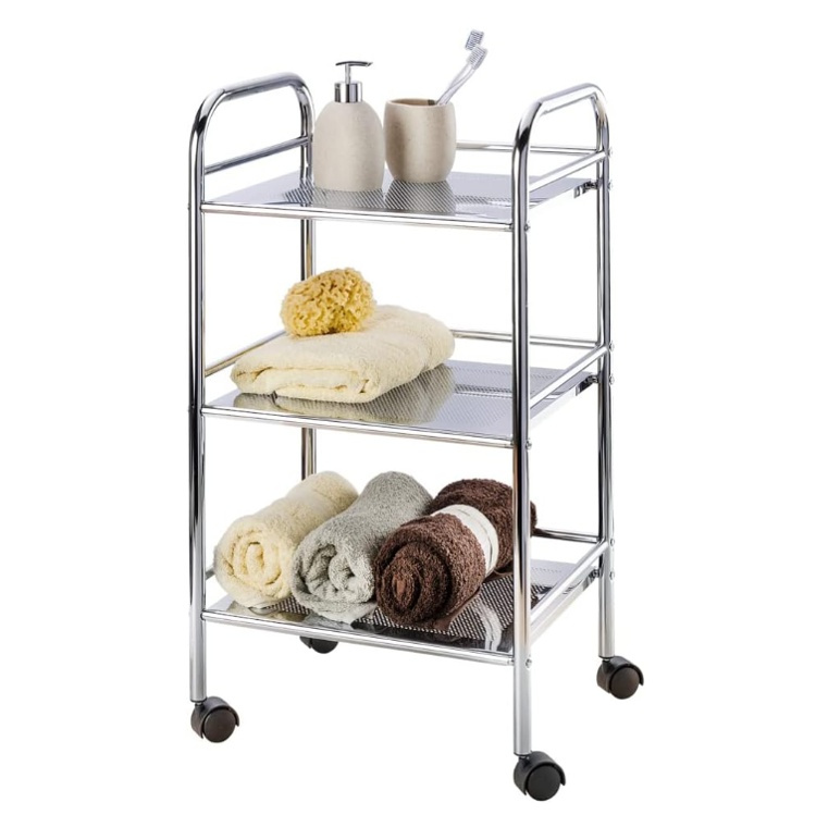 Förvaringsvagn med 3 hyllor, CHROME HOUSHOLD TROLLEY, 41 x 32 x H 75 cm, Krom i gruppen Förvaring / Köksförvaring hos SmartaSaker.se (40884)