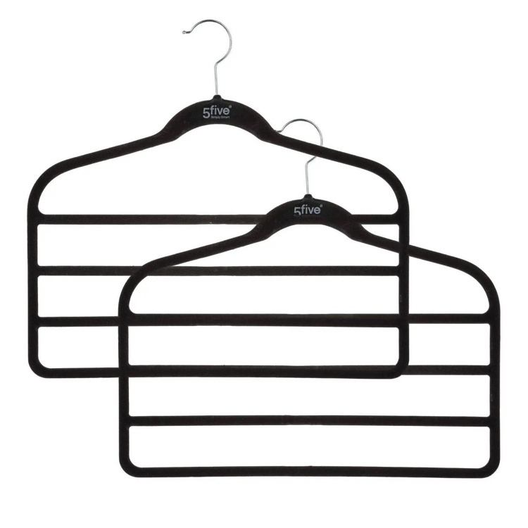 Galgar för 4 par byxor, 2 st, VELVET PANT HANGERS, 45 cm, Svart i gruppen Förvaring / Garderobsförvaring / Galgar och hängare hos SmartaSaker.se (40899)