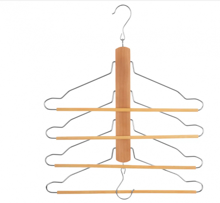 Galge för 4 par byxor / skjortor, CASCADE WOOD HANGER, Natur i gruppen Förvaring / Garderobsförvaring / Galgar och hängare hos SmartaSaker.se (40924)