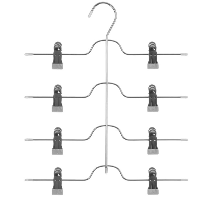 Galge för 4 st kjolar, Metall, SPACE SAVING CLIP HANGER, 33,5 cm, Silver / grå i gruppen Förvaring / Garderobsförvaring / Galgar och hängare hos SmartaSaker.se (40927)
