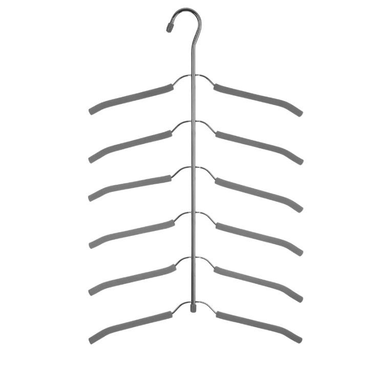 Galge för 6 Skjortor, SOFT CASCADE HANGER, 37 cm, Silver / Grå i gruppen Förvaring / Garderobsförvaring / Galgar och hängare hos SmartaSaker.se (40929)