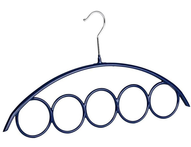 Galge för sjalar och halsdukar, BLUE 5 LOOP SCARF HOLDER, 42 cm, Blå i gruppen Förvaring / Garderobsförvaring / Galgar och hängare hos SmartaSaker.se (40949)