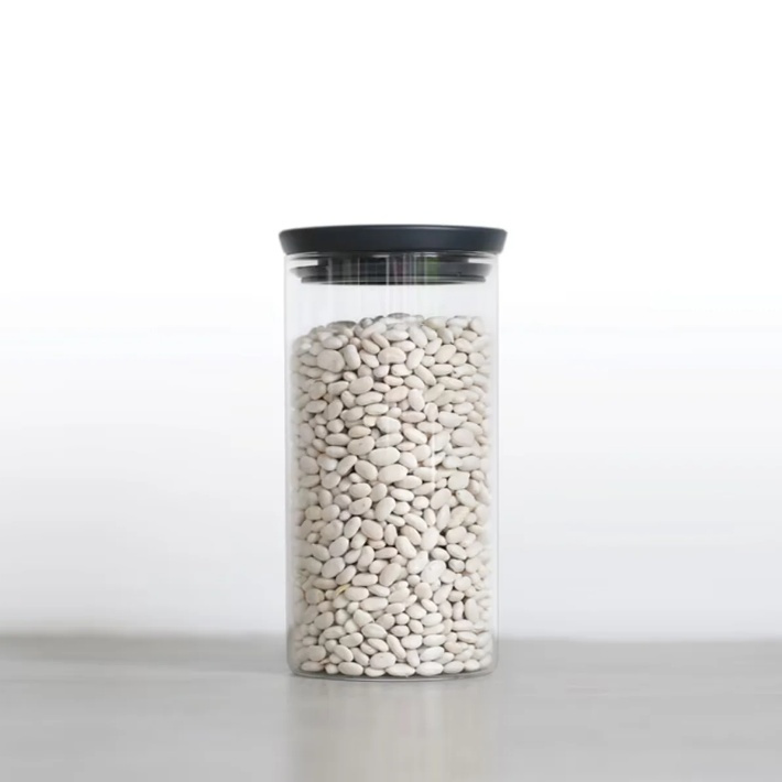 Glasburk 1,1L, STACKABLE LARGE JAR, Ø 10,4 x H 19 cm, Brabantia, Klar / Mörkgrå i gruppen Förvaring / Köksförvaring / Förvaringslådor och burkar hos SmartaSaker.se (41005)