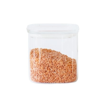 Glasburk för torrvaror, 0,8 L, PEBBLY SQUARE CLEAR SMALL, Klar i gruppen Förvaring / Köksförvaring / Förvaringslådor och burkar hos SmartaSaker.se (41011)