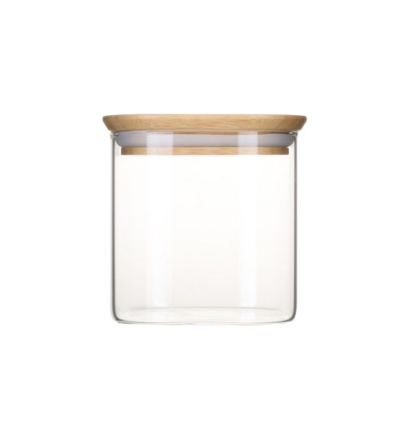 Glasburk för torrvaror, 0,8 L, PEBBLY SQUARE SMALL, Klar / Bambu i gruppen Förvaring / Köksförvaring / Förvaringslådor och burkar hos SmartaSaker.se (41012)