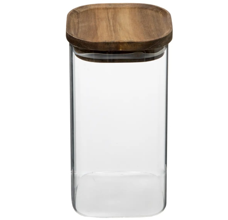 Glasburk för torrvaror, 1,3 L, HERMET ACACIA MEDIUM, Klar / Brun i gruppen Förvaring / Köksförvaring / Förvaringslådor och burkar hos SmartaSaker.se (41015)