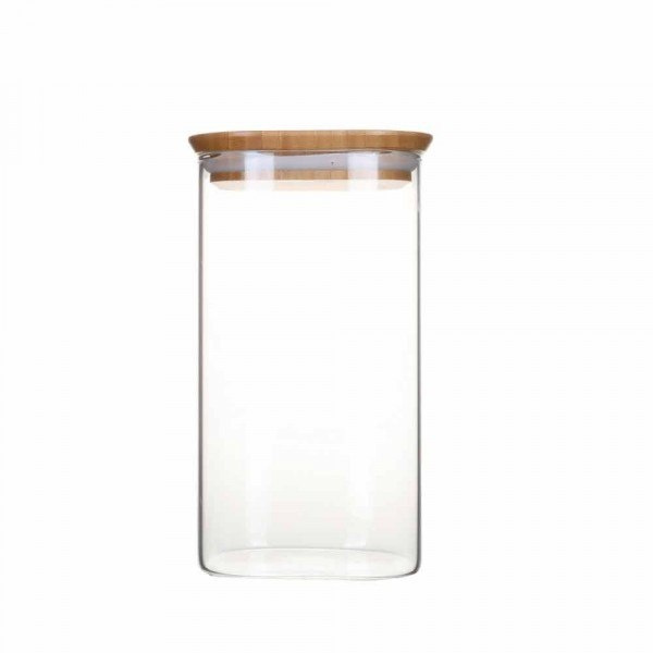 Glasburk för torrvaror, 1,4 L, PEBBLY SQUARE MEDIUM, Klar / Bambu i gruppen Förvaring / Köksförvaring / Förvaringslådor och burkar hos SmartaSaker.se (41018)