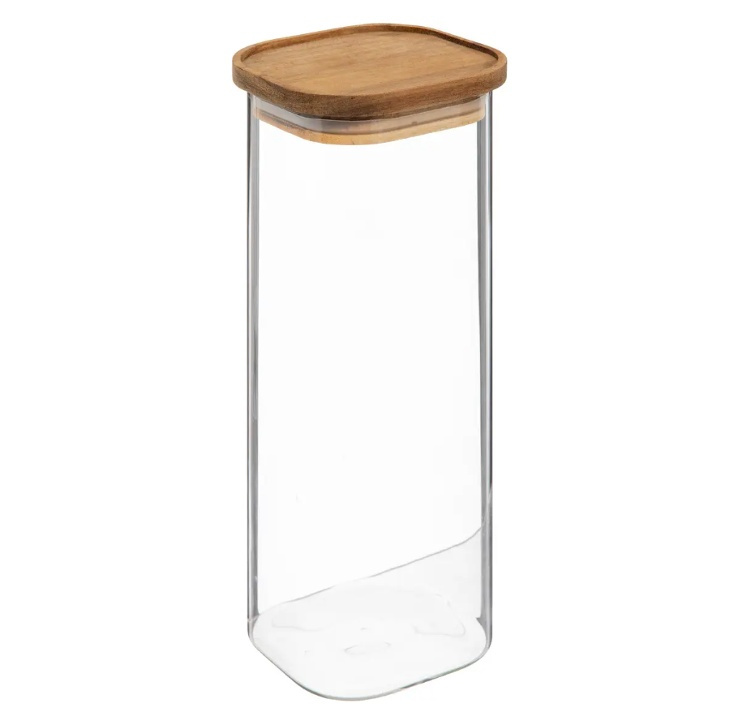 Glasburk för torrvaror, 2 L, HERMET ACACIA LARGE, Klar / Brun i gruppen Förvaring / Köksförvaring / Förvaringslådor och burkar hos SmartaSaker.se (41019)