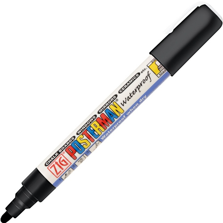 Griffelpenna, Kladdfri, ZIG POSTERMAN MEDIUM, 2 mm, Svart skrift i gruppen Förvaring / Kontorsmaterial hos SmartaSaker.se (41041)