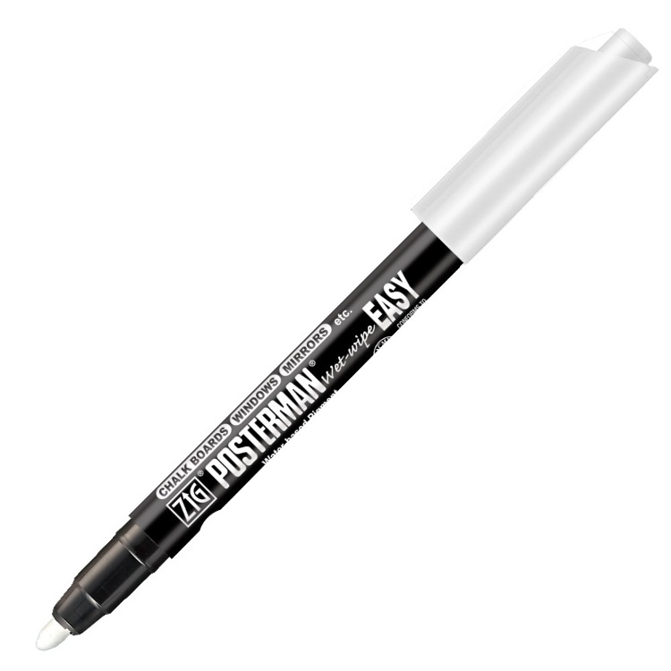 Griffelpenna, ZIG CHALK MARKER POSTERMAN PMA-980 EASY, 1,5-3,0mm, Vit skrift i gruppen Förvaring / Kontorsmaterial hos SmartaSaker.se (41042)