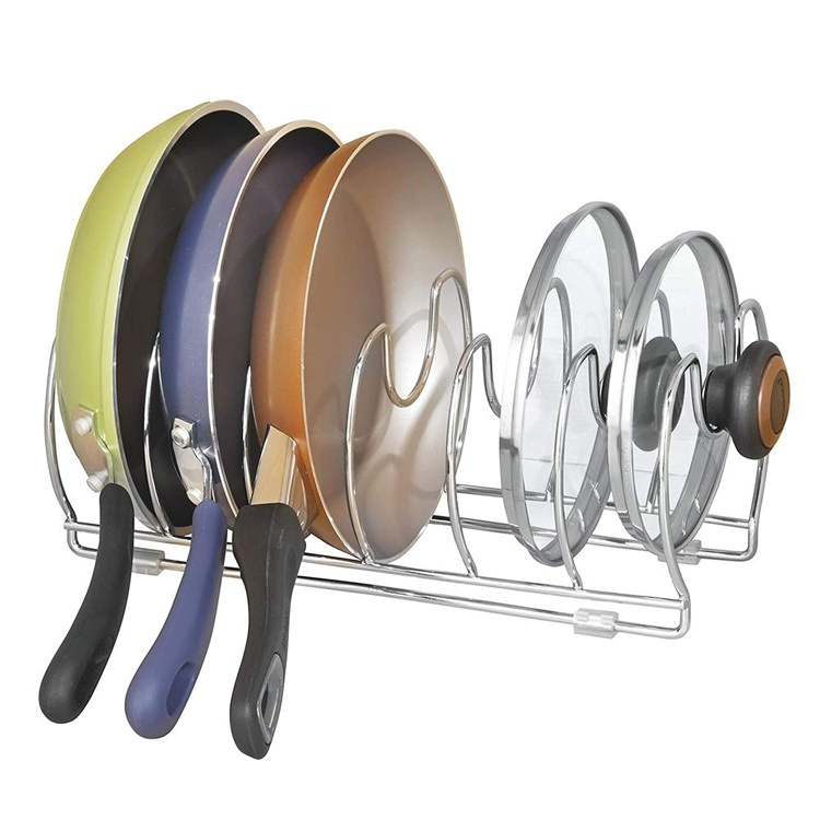 Grytlocks- & Stekpannsförvaring, 6 Fack, ID COOKWARE ORGANIZER, Silver i gruppen Förvaring / Köksförvaring / Organisera köksskåp hos SmartaSaker.se (41045)