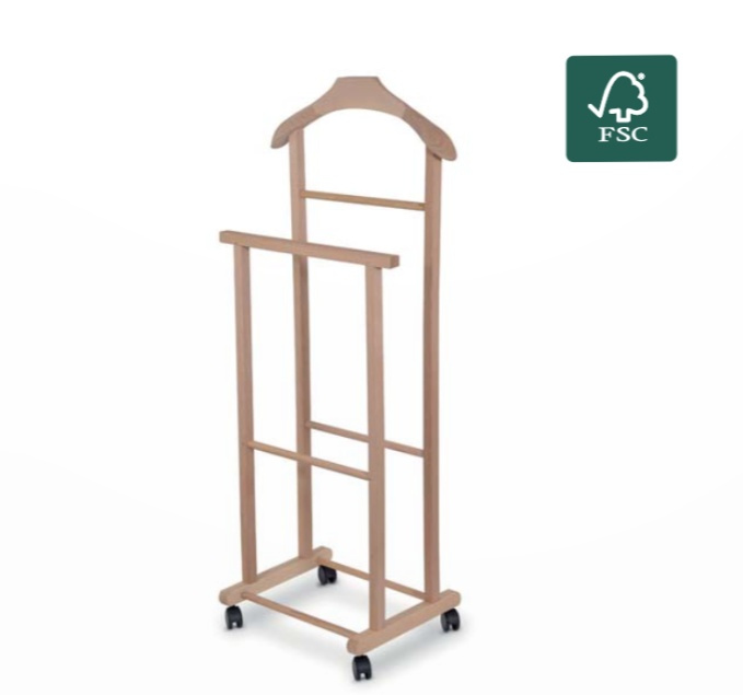 Herrbetjänt i trä, Med hjul, VALET STAND i gruppen Förvaring / Sovrumsförvaring / Klädställningar hos SmartaSaker.se (41075)