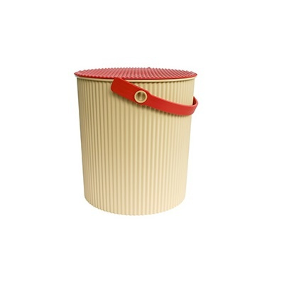 Hink / korg med lock, CAFE AU LAIT LARGE OMNIOUTIL, 20L, Beige / röd i gruppen Förvaring / Förråd- och garageförvaring / Korgar och hinkar hos SmartaSaker.se (41092)