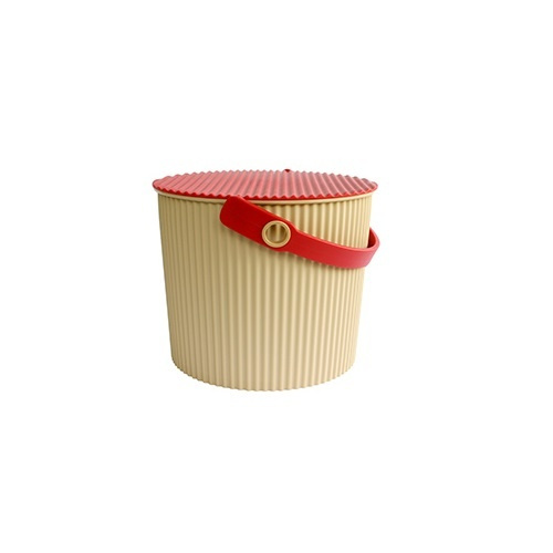 Hink / korg med lock, CAFE AU LAIT MEDIUM OMNIOUTIL, 10 L, Beige / Röd i gruppen Förvaring / Förråd- och garageförvaring / Korgar och hinkar hos SmartaSaker.se (41093)