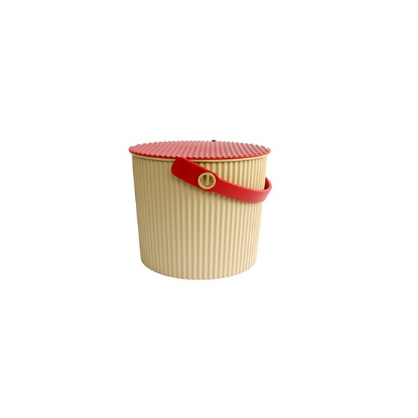 Hink / korg med lock, CAFE AU LAIT SMALL OMNIOUTIL, 8L, Beige / Röd i gruppen Förvaring / Förråd- och garageförvaring / Korgar och hinkar hos SmartaSaker.se (41095)