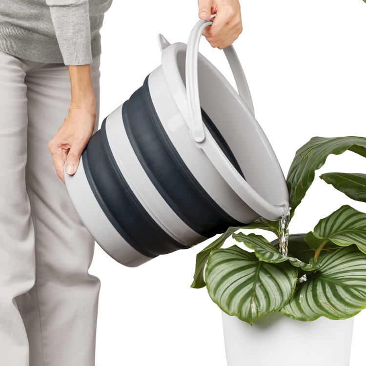 Hopfällbar hink,12 L, PLEGABLE, Ã˜ 35 x 26 cm, Ljusgrå / mörkgrå i gruppen Förvaring / Förråd- och garageförvaring / Korgar och hinkar hos SmartaSaker.se (41162)