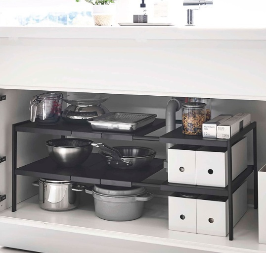Hylla i metall för underskåp, Flexibel, TOWER EXPANDABLE ORGANIZER, Yamazaki i gruppen Förvaring / Köksförvaring / Organisera köksskåp / Under diskbänksförvaring hos SmartaSaker.se (41182)