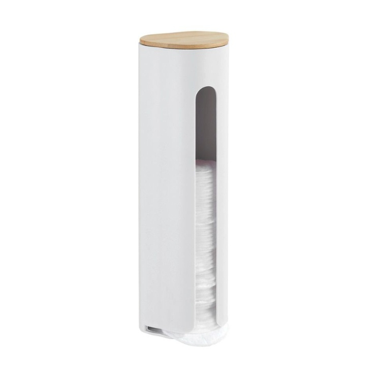 Hållare för bomullspads, LARESA MAKE UP, Ø8 x H25 cm, Vit / beige i gruppen Förvaring / Badrumsförvaring / Sminkförvaring hos SmartaSaker.se (41197)