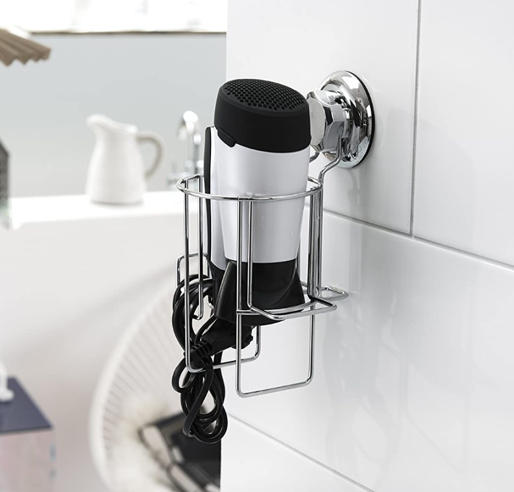 Hållare för hårtork, Sätts fast med Sugpropp, BESTLOCK, Silver i gruppen Förvaring / Badrumsförvaring hos SmartaSaker.se (41214)